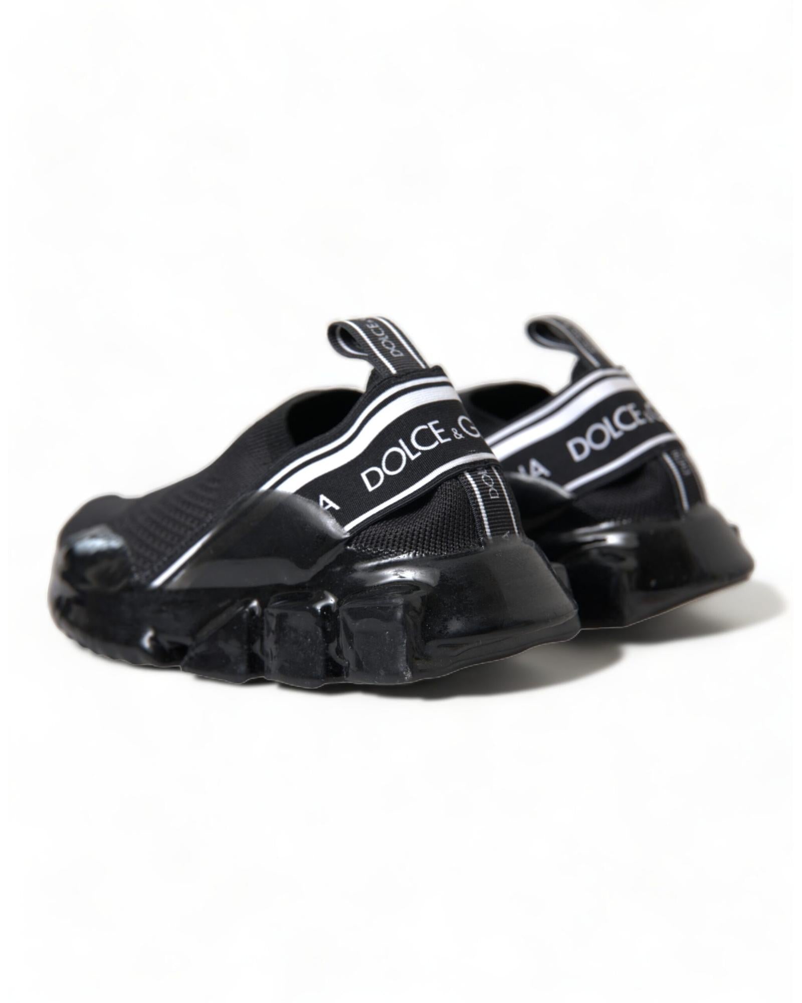 Dolce & Gabbana Portofino Black Knit Sneakers