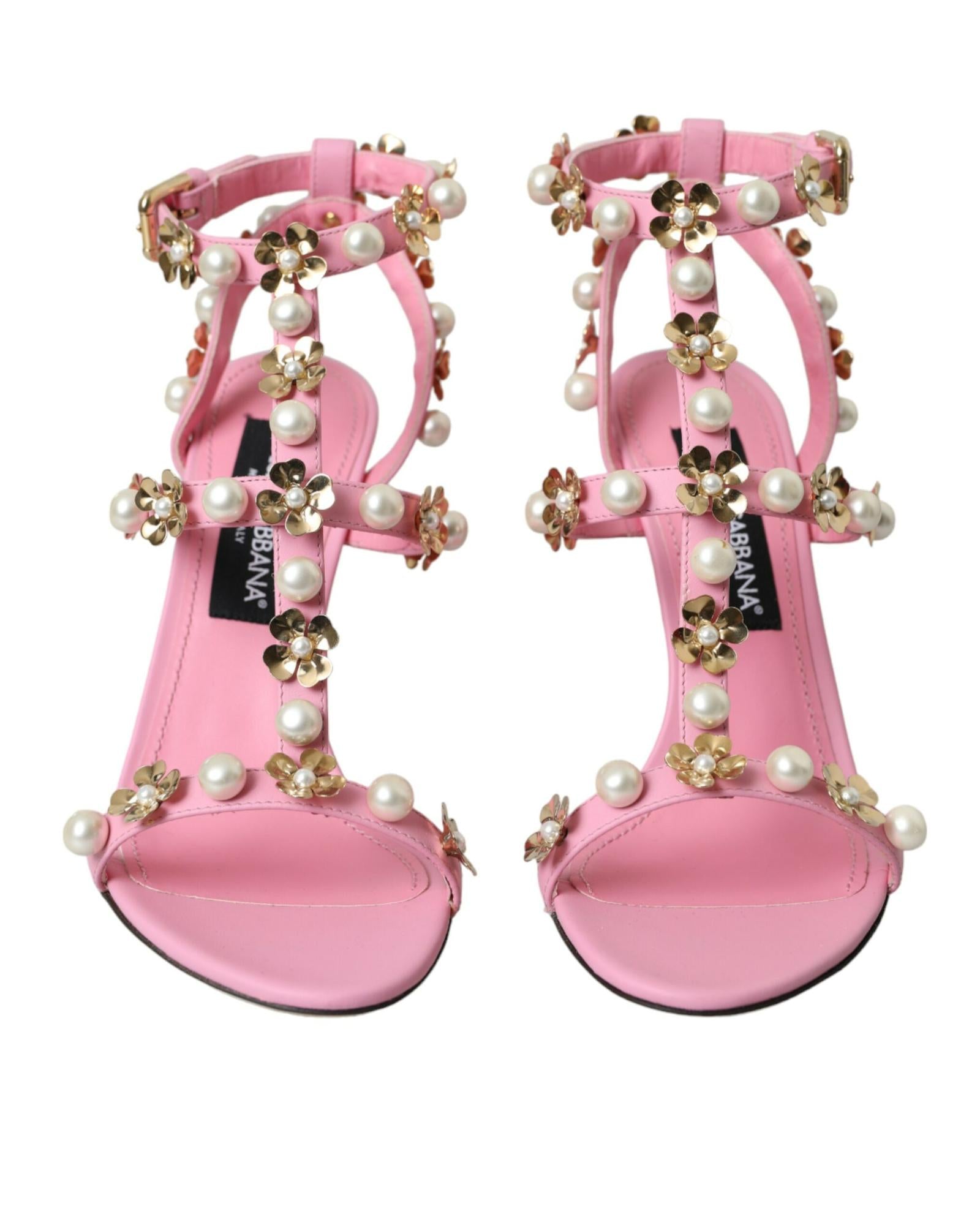Dolce & Gabbana Floral Embellished Leather Sandals