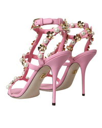 Dolce & Gabbana Floral Embellished Leather Sandals