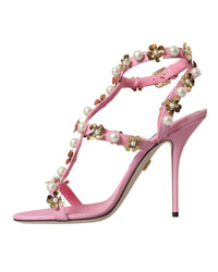 Dolce & Gabbana Floral Embellished Leather Sandals