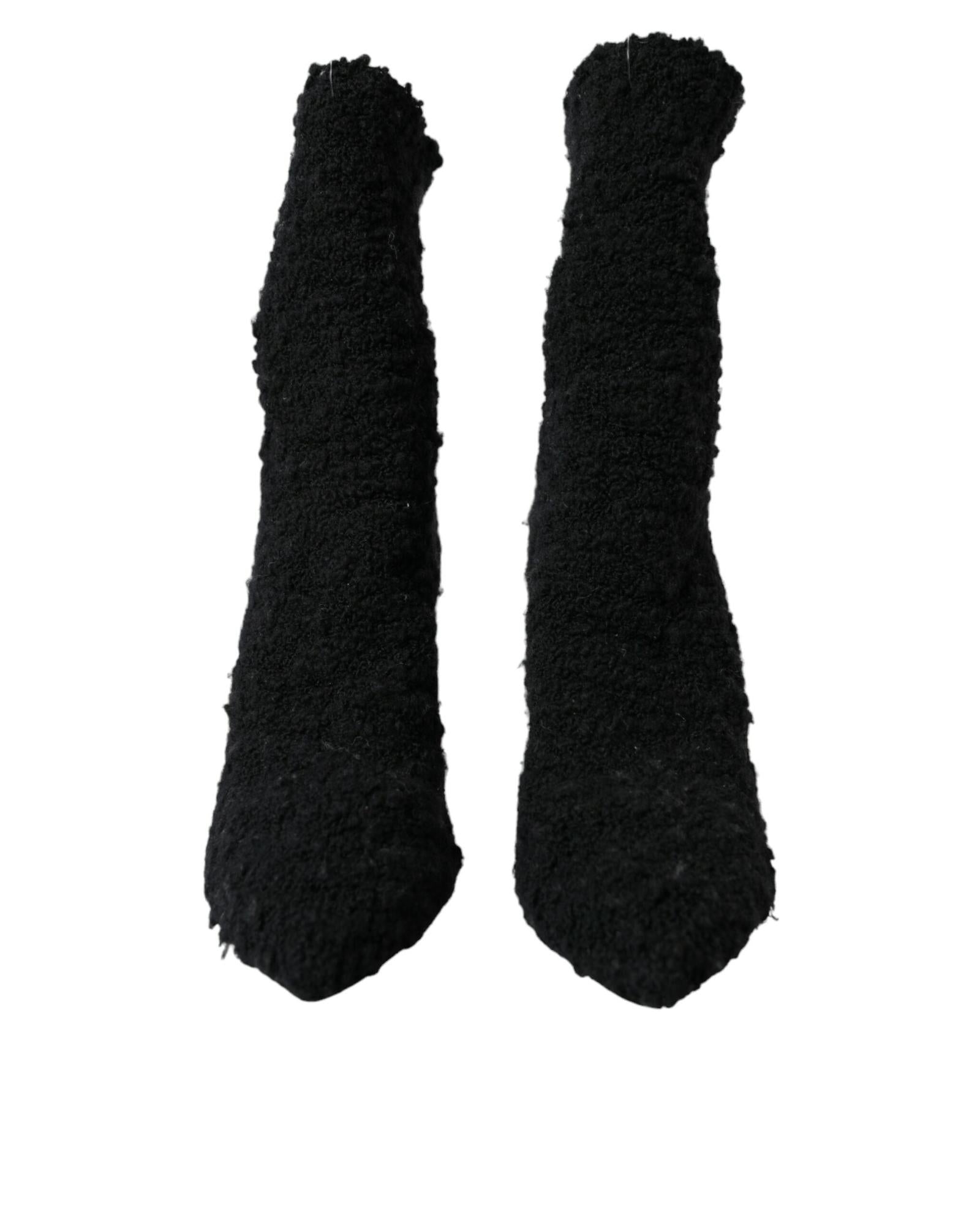 Dolce & Gabbana Teddy Faux Fur Ankle Boots Black