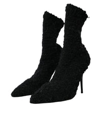 Dolce & Gabbana Teddy Faux Fur Ankle Boots Black