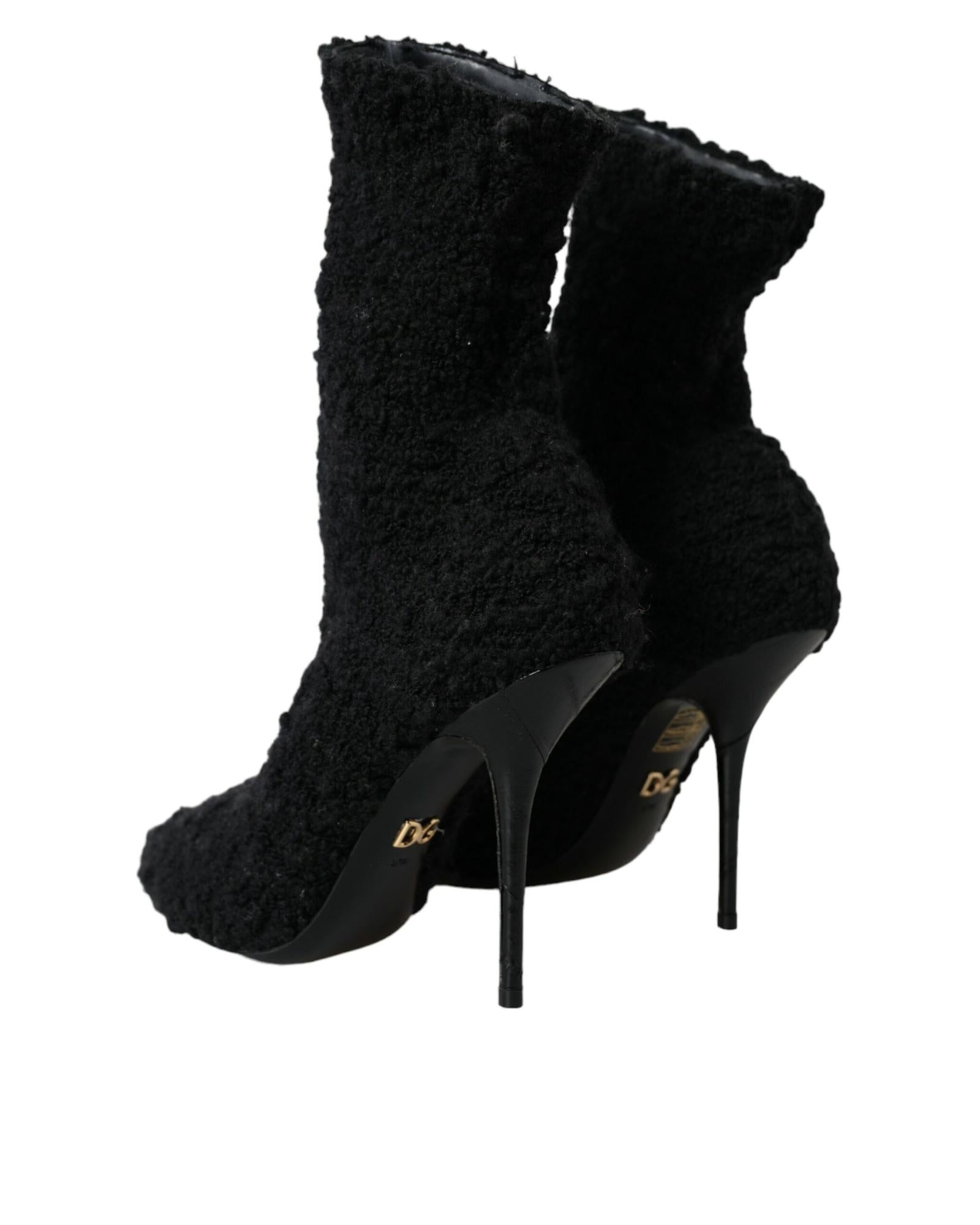 Dolce & Gabbana Teddy Faux Fur Ankle Boots Black