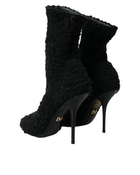 Dolce & Gabbana Teddy Faux Fur Ankle Boots Black