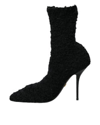 Dolce & Gabbana Teddy Faux Fur Ankle Boots Black