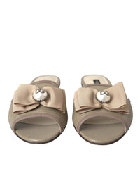 Dolce & Gabbana Bow Embellished Leather Mules