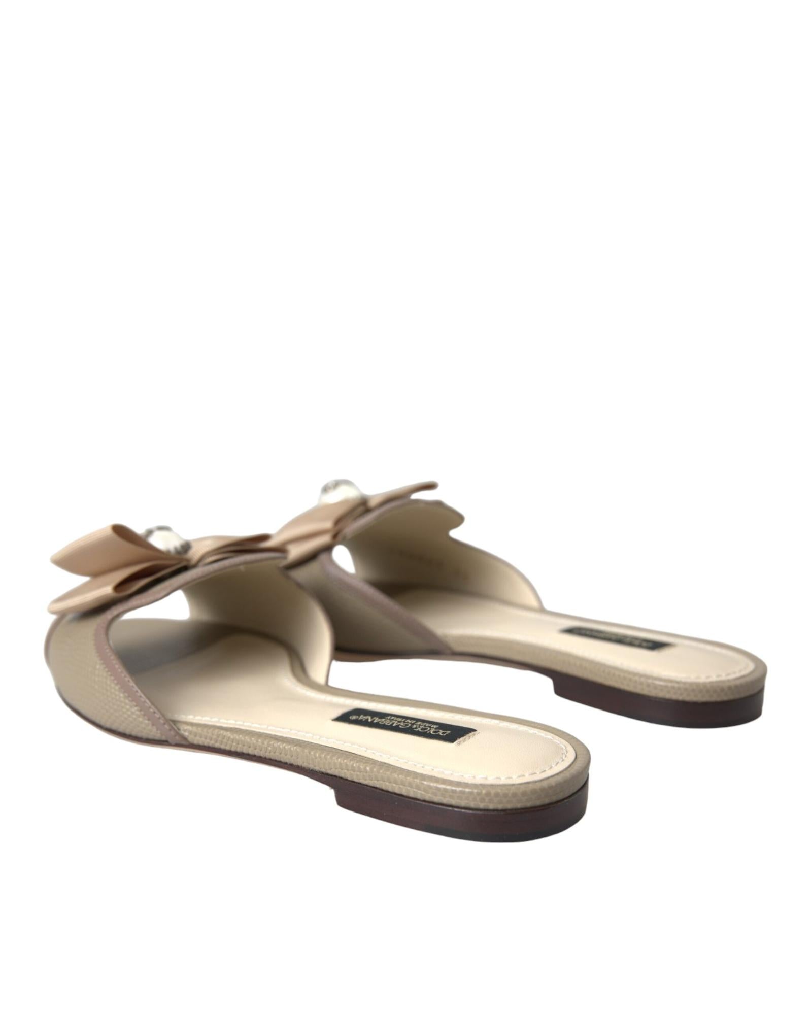 Dolce & Gabbana Bow Embellished Leather Mules