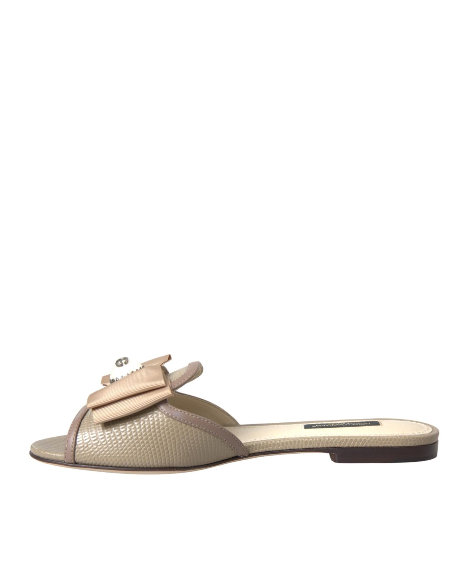 Dolce & Gabbana Bow Embellished Leather Mules