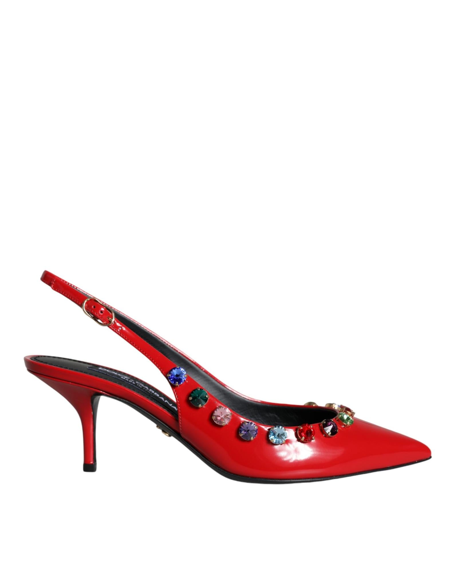 Dolce & Gabbana  Kitten Heel Slingback Pumps with Rhinestone Embellishments