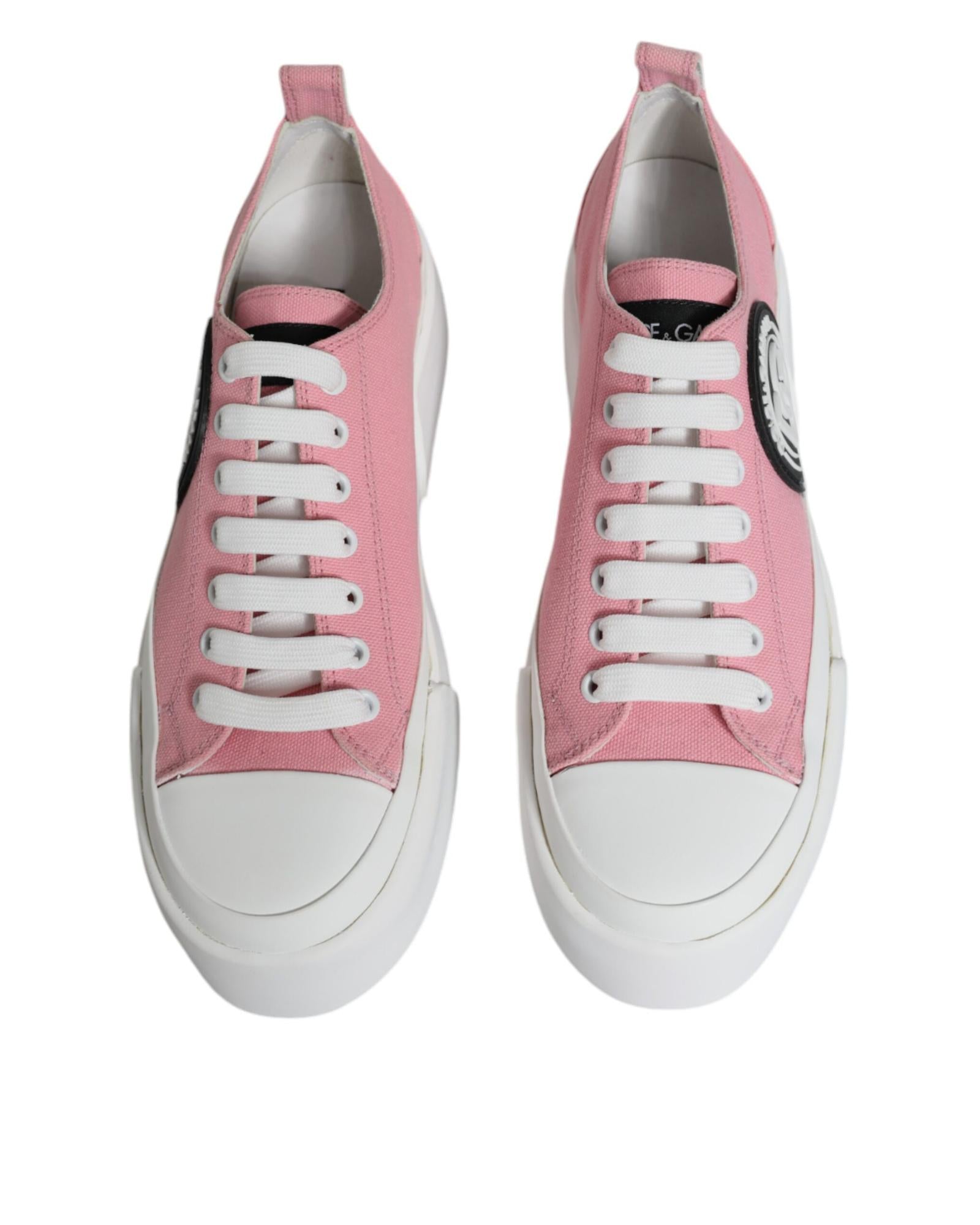 Dolce & Gabbana Canvas Logo Low Top Sneakers with Lace-Up Closure