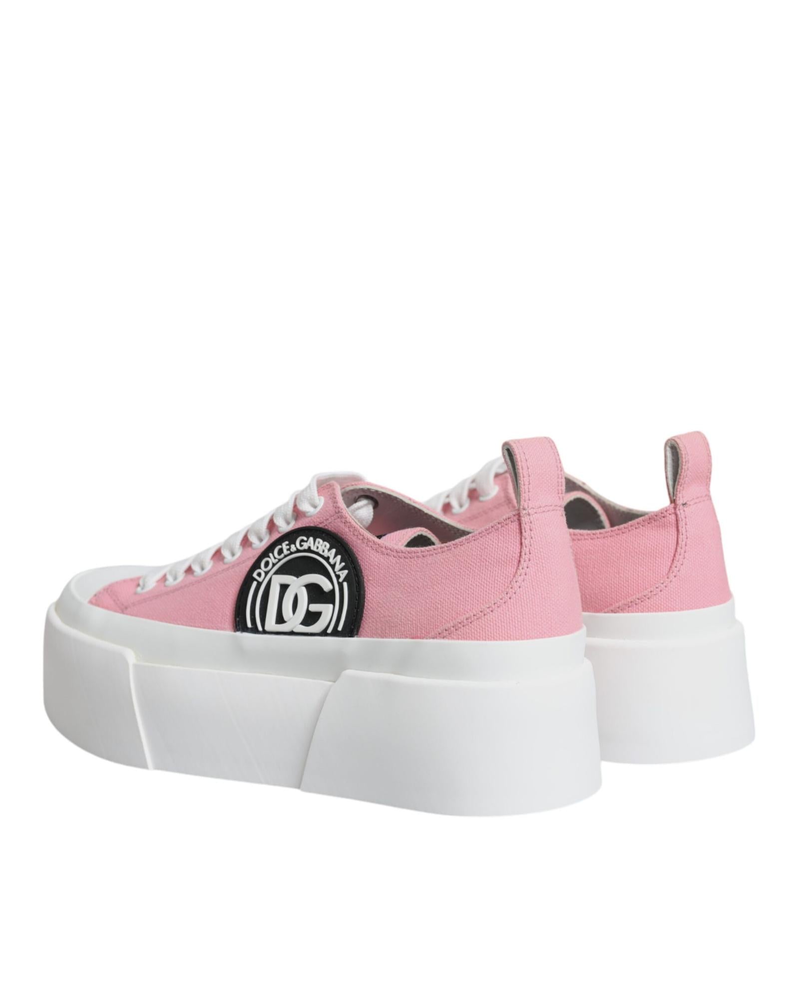 Dolce & Gabbana Canvas Logo Low Top Sneakers with Lace-Up Closure