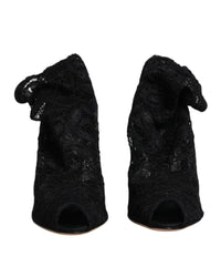 Dolce & Gabbana Lace Stretch Heels Mid Calf Boots