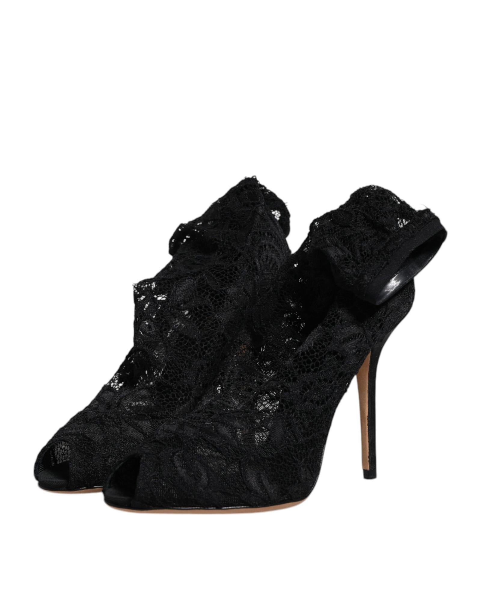 Dolce & Gabbana Lace Stretch Heels Mid Calf Boots