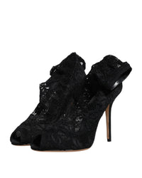 Dolce & Gabbana Lace Stretch Heels Mid Calf Boots