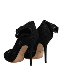 Dolce & Gabbana Lace Stretch Heels Mid Calf Boots