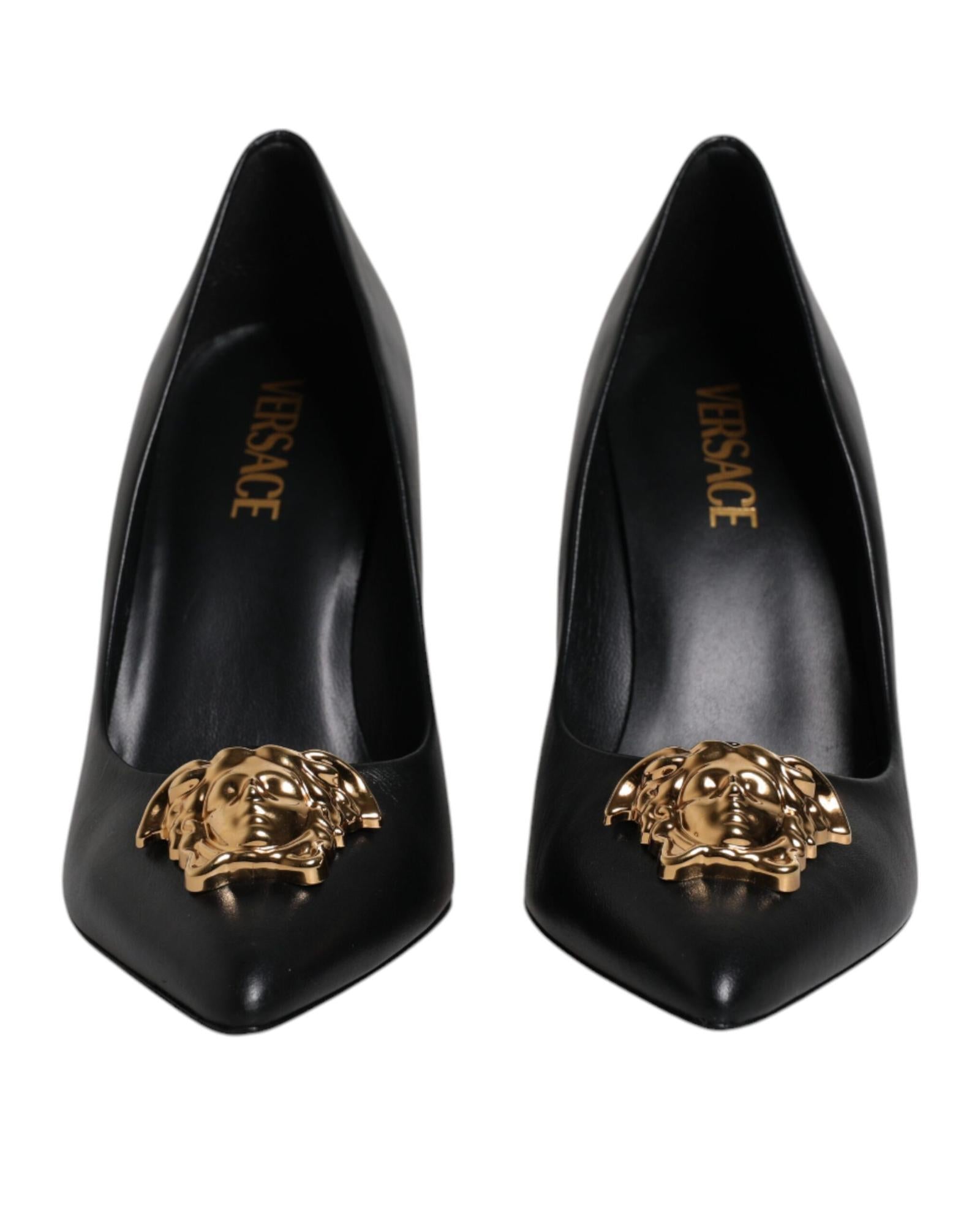 Versace Medusa Aevitas Leather Pumps High Heels Women Black