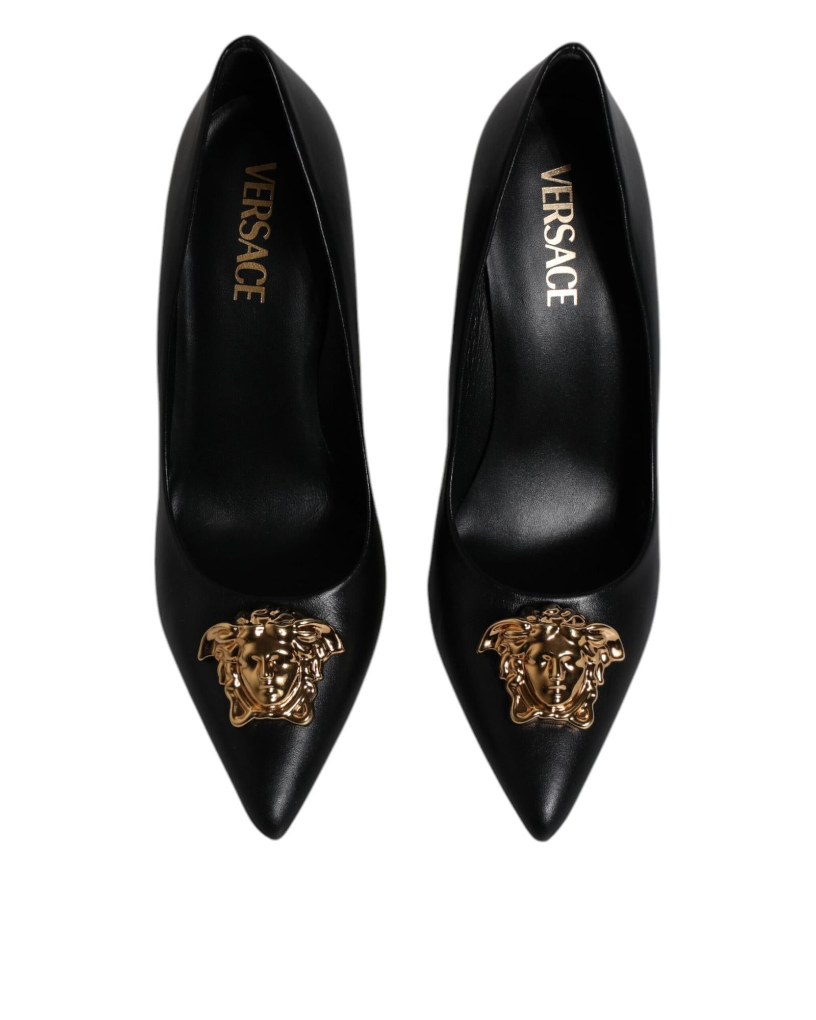 Versace Medusa Aevitas Leather Pumps High Heels Women Black