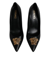 Versace Medusa Aevitas Leather Pumps High Heels Women Black
