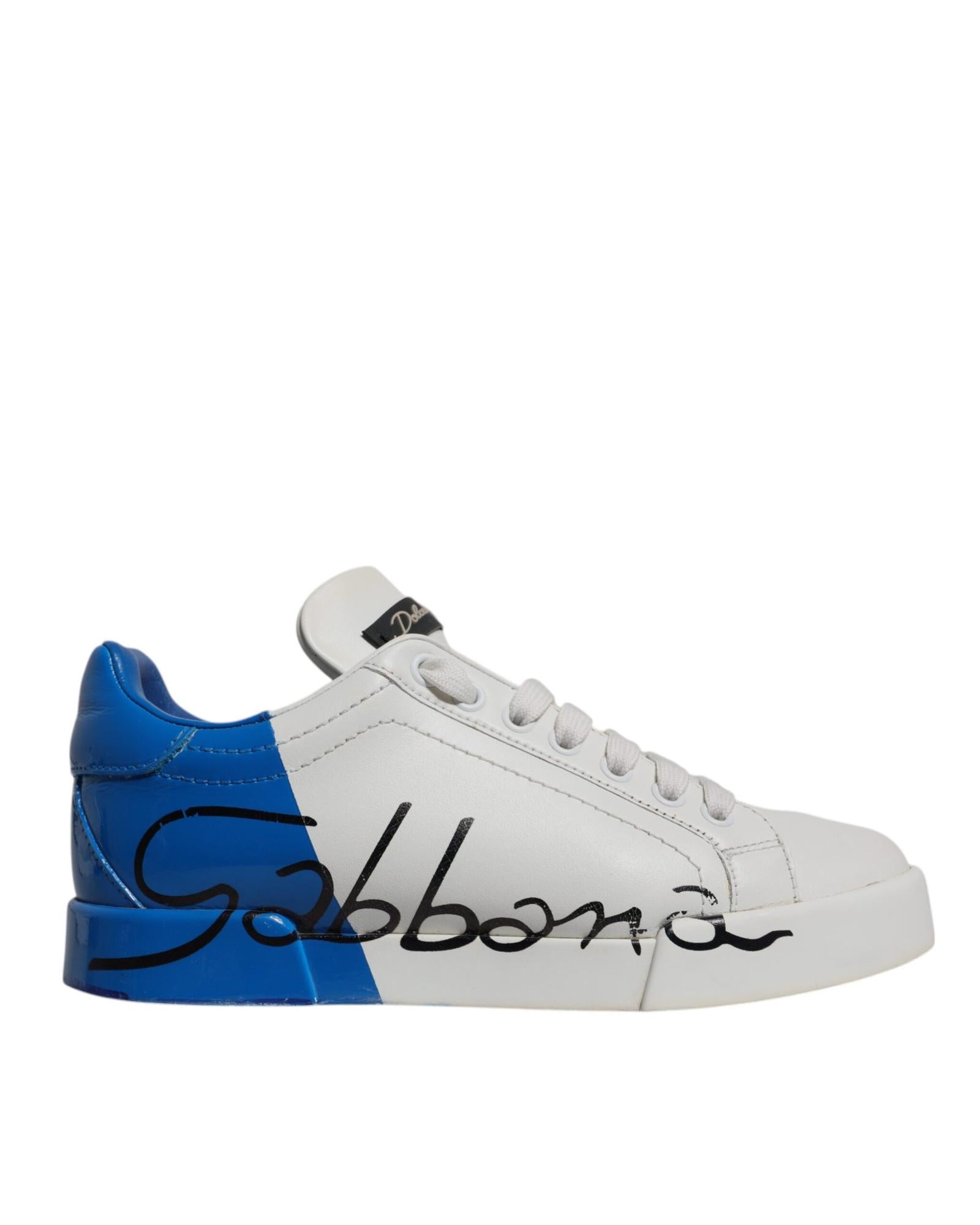 Dolce & Gabbana Portofino Sneakers Leather Casual Women Blue And White 5 Blue And White
