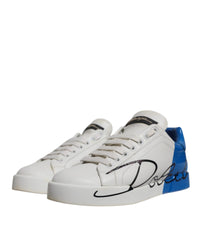 Dolce & Gabbana Portofino Sneakers Leather Casual Women Blue And White