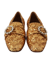 Dolce & Gabbana Women's Sequined Loafers with Crystal Buckle