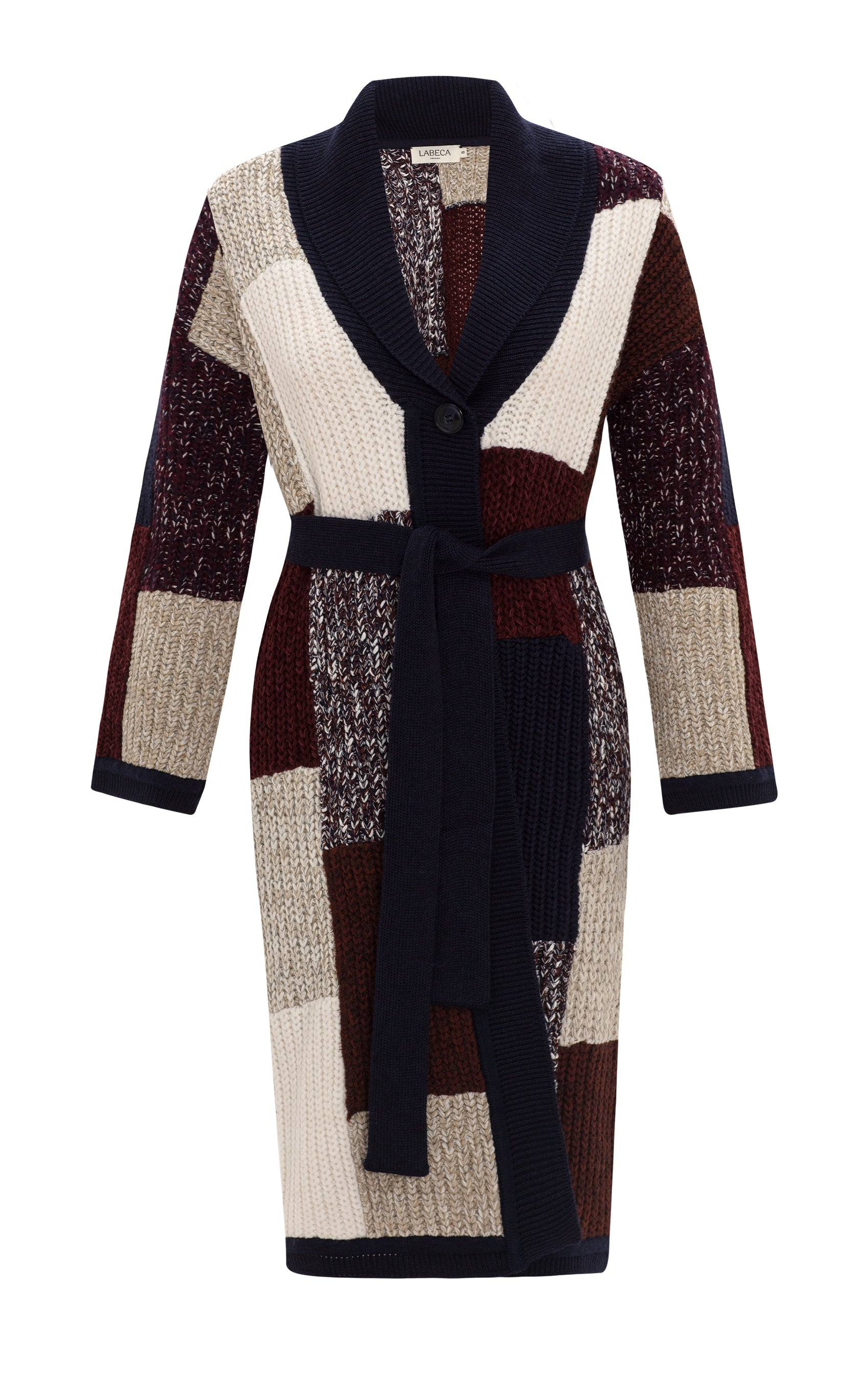 Vivienne Colour Block Wool Midi Robe Cardigan One Size Fits All Multi