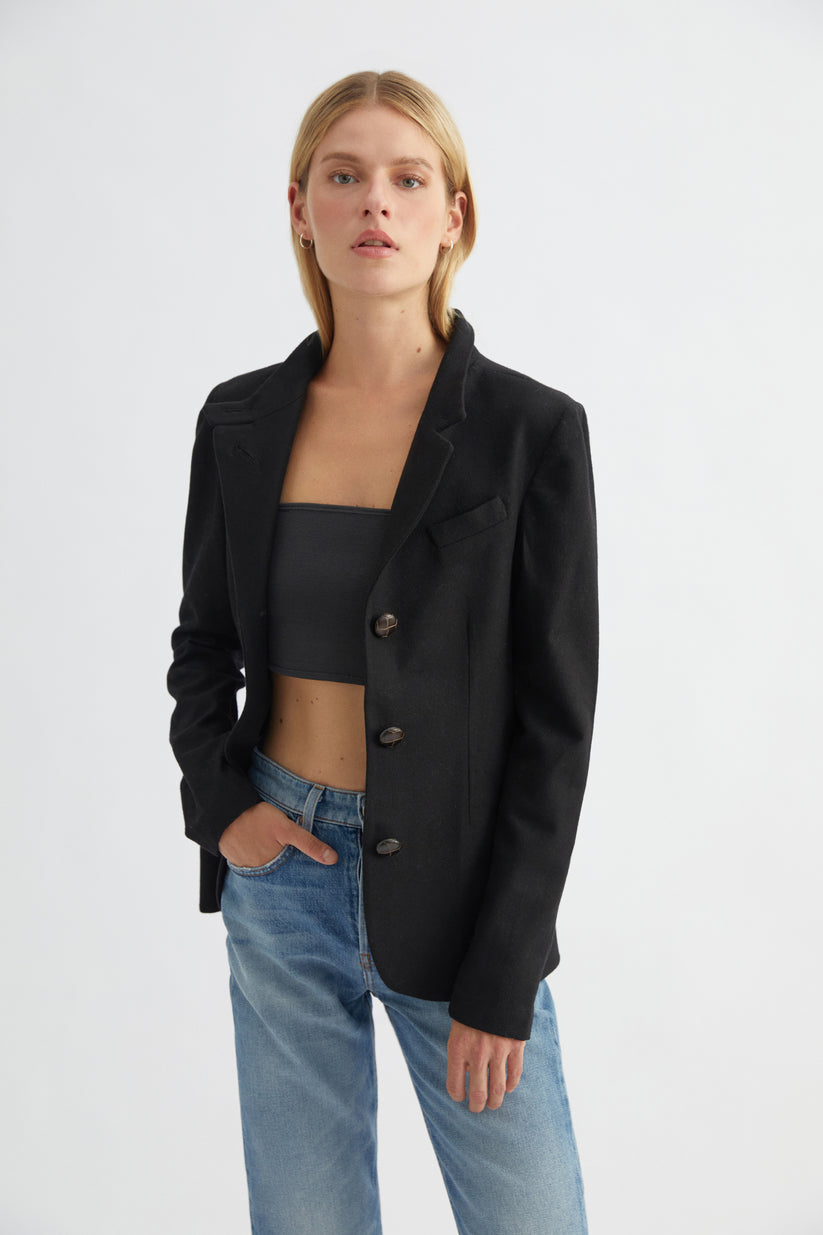 Black Wool Blazer Regular 12 (L) Black
