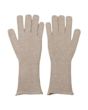 Dolce & Gabbana New Ivory Cashmere Silk Winter Gloves