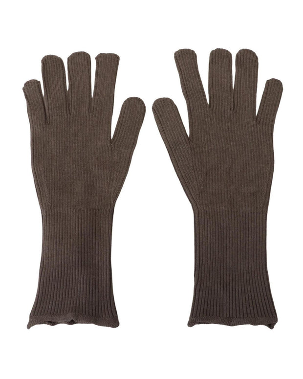 Dolce & Gabbana Gray Cashmere Knitted Winter Gloves