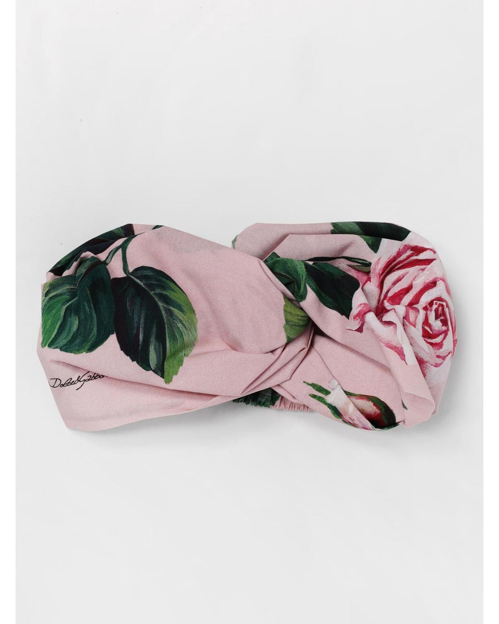 Dolce & Gabbana Floral Twisted Headband Kids Pink Hair Clips