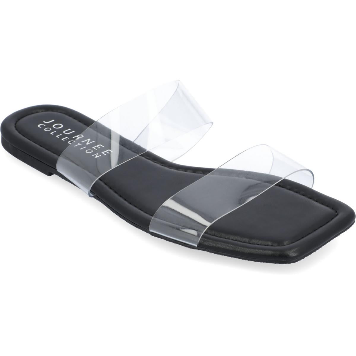 Womens Padded Insole Man Made Slide Sandals Clear