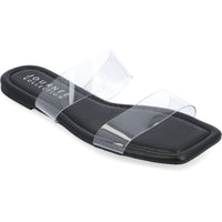 Womens Padded Insole Man Made Slide Sandals Clear