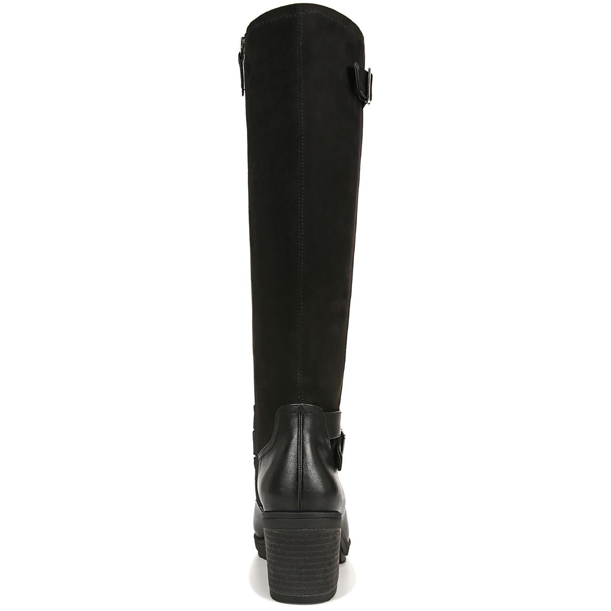 PRAIRIE Womens Faux Leather Block Heel Knee-High Boots