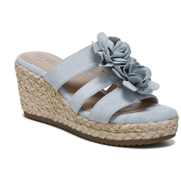 Oodles-Flwr Womens Slip On Wedge Sandals