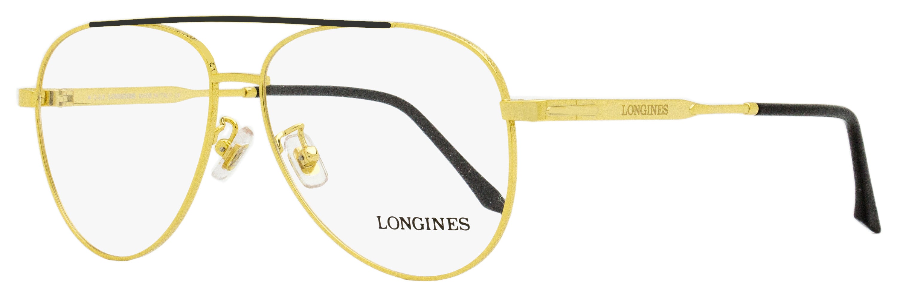 Longines LG5003-H Aviator Eyeglasses 030 Deep Gold/Black 56mm Deep Gold Black