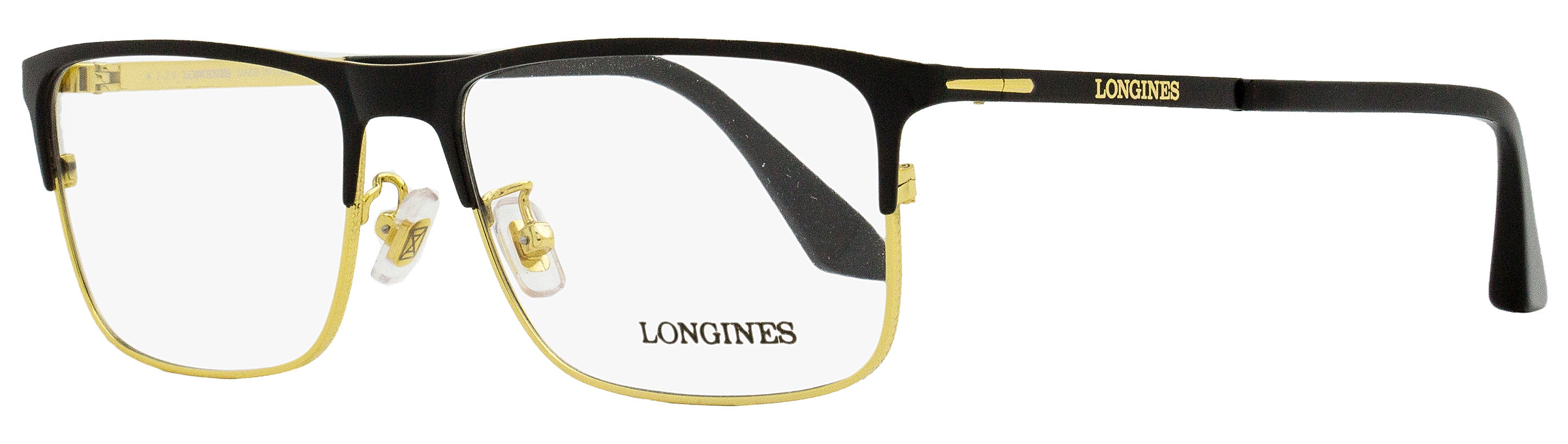 Longines LG5005-H Rectangular Eyeglasses 02A Matte Black/Gold 56mm Matte Black Gold