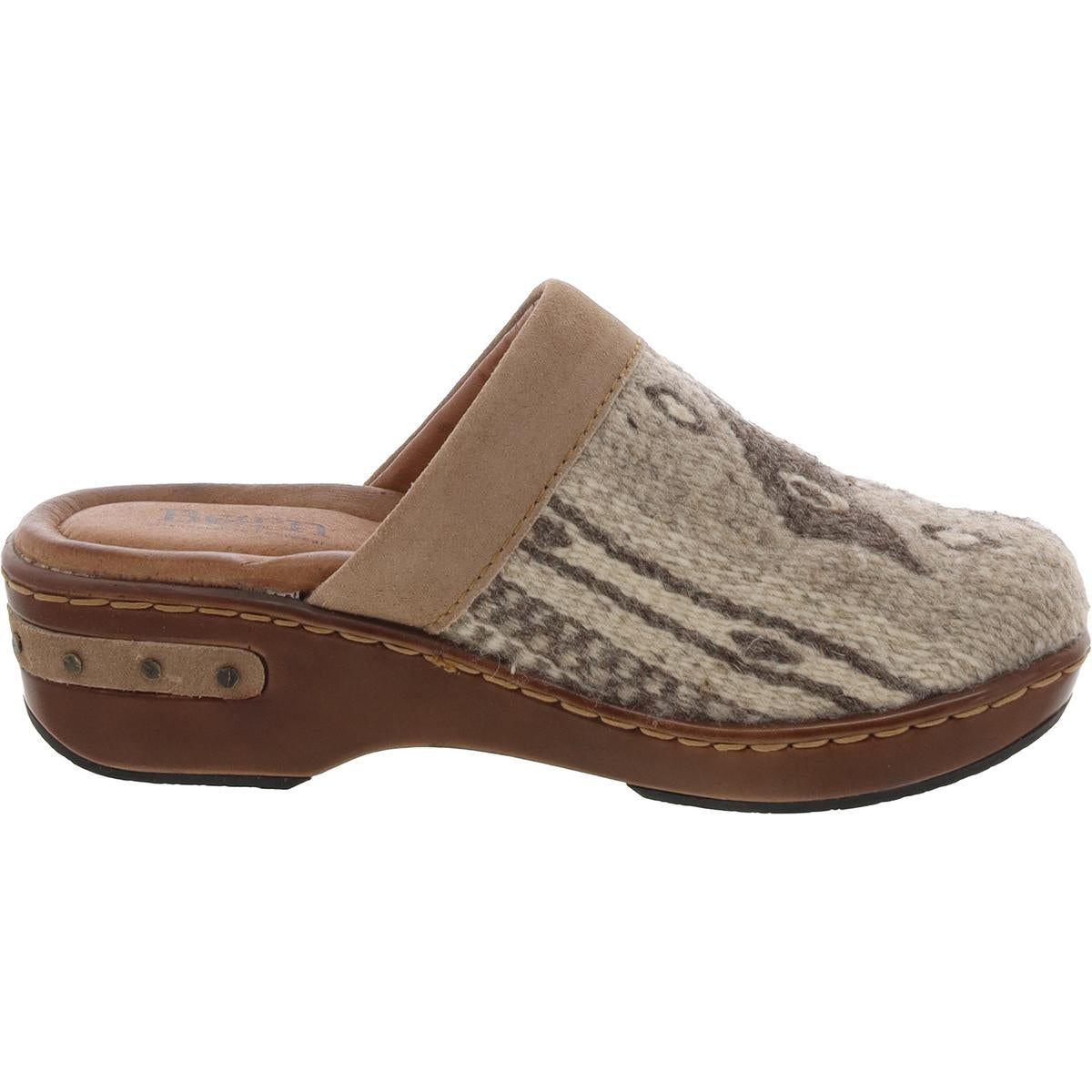 BANDY Womens Printed Leather Clogs