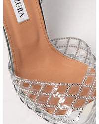 Aquazzura Crystal Embellished Heeled Sandals Women Silver