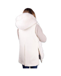 Made in Italy Sleeveless Wool Coat with Fox Fur Lining