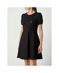 Love Moschino Short Sleeve Dress with Rhinestone Detail Black