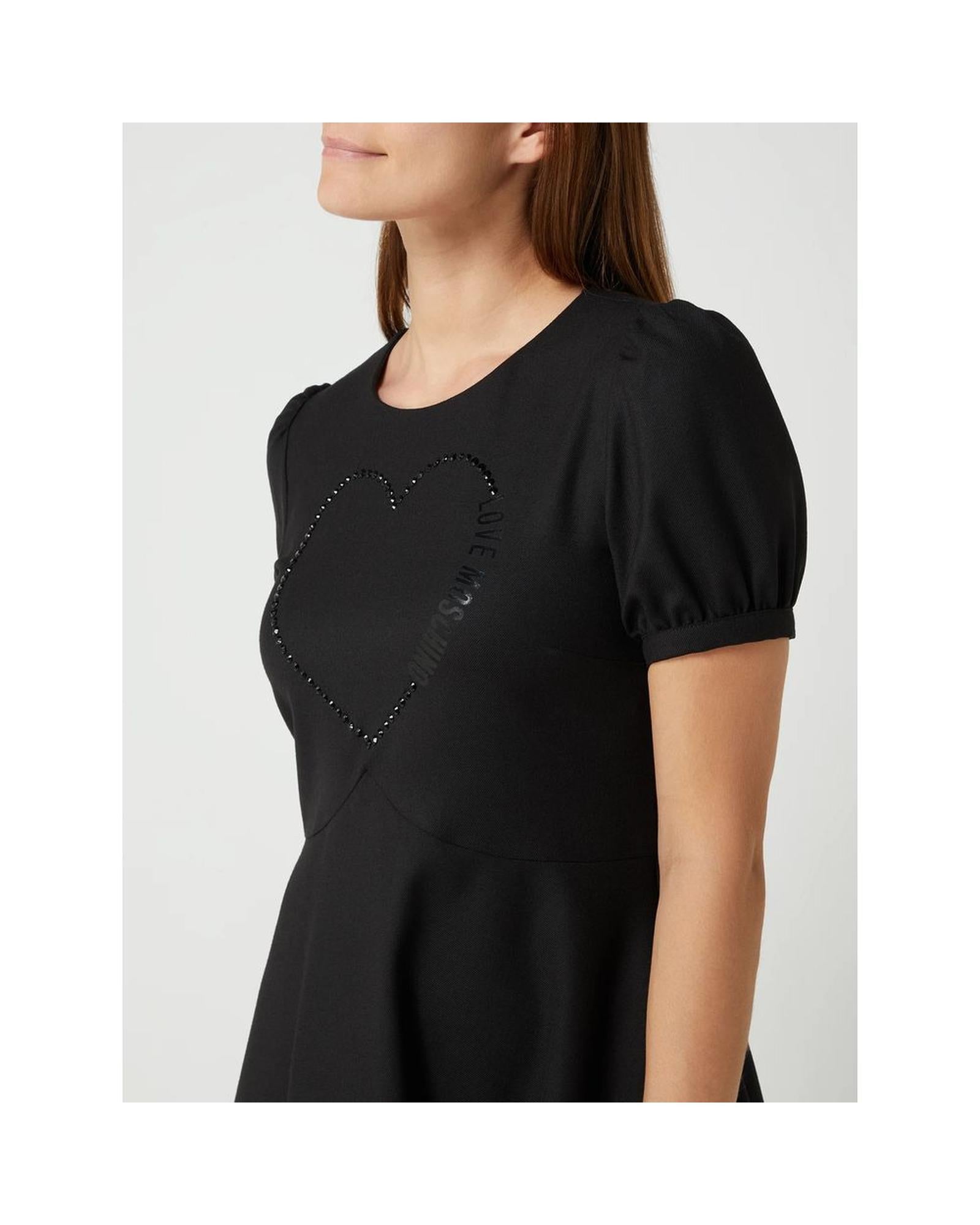 Love Moschino Short Sleeve Dress with Rhinestone Detail