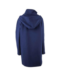 Love Moschino Women's Blue Wool Blend Hooded Coat