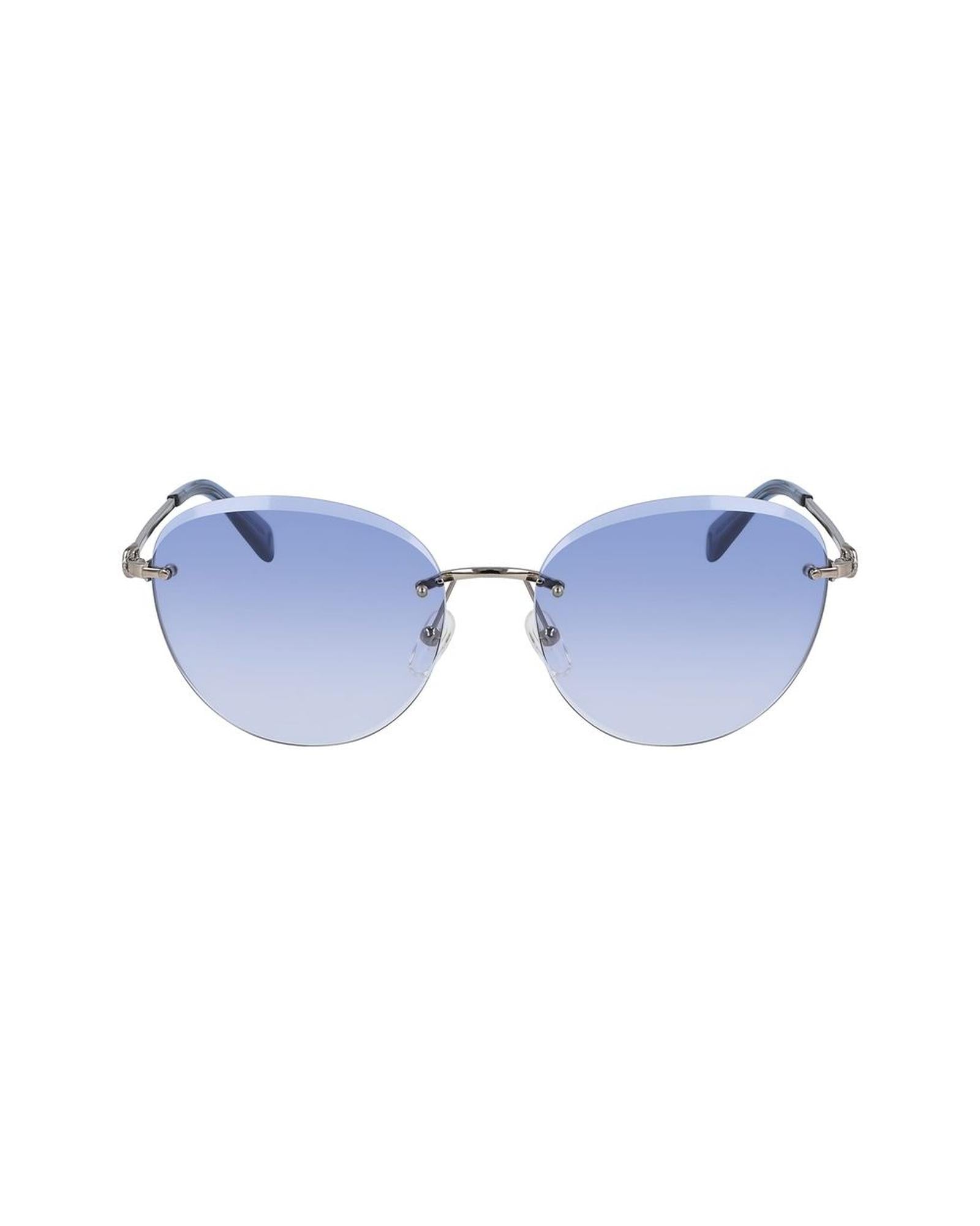 Longchamp Metal Frame Sunglasses with Gold-Blue Dial and Blue Glass Bicolor