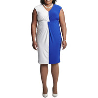 Plus Womens Colorblock Work Wear Midi Dress