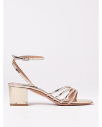 Aquazzura Midi Sandal Metallic Leather Low Heels Women Gold