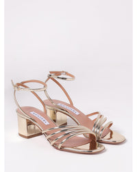 Aquazzura Midi Sandal Metallic Leather Low Heels Women Gold