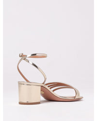 Aquazzura Midi Sandal Metallic Leather Low Heels Women Gold