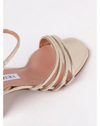 Aquazzura Midi Sandal Metallic Leather Low Heels Women Gold