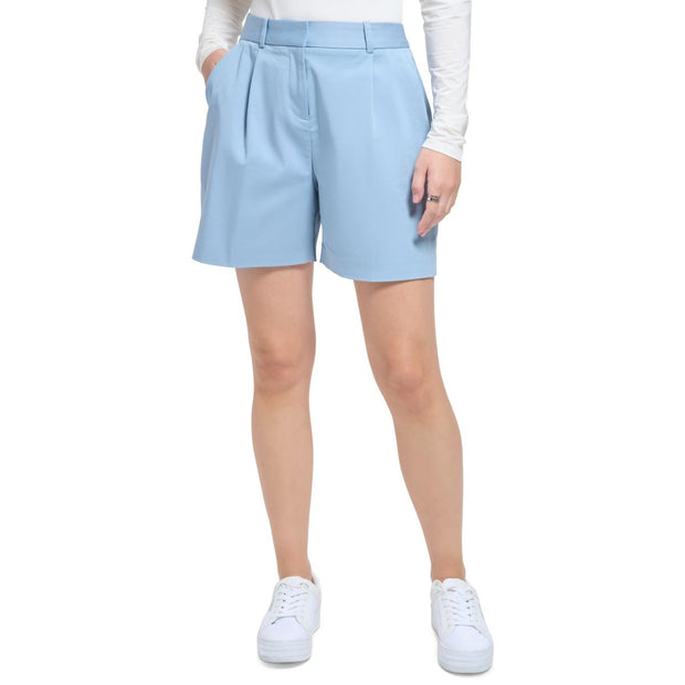 Womens Pleated Mini High-Waist Shorts