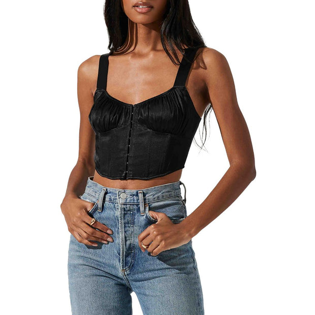 Womens Ruched Adjustable Cropped